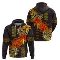 Hawaii Turtle Hibiscus Flower Zip Hoodie Polynesian Tattoo LT03 - Polynesian Pride