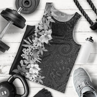Hawaii Tropical Leaves and Flowers Men Tank Top Tribal Polynesian Pattern Black White Style LT03 - Polynesian Pride