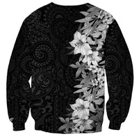 Hawaii Tropical Leaves and Flowers Sweatshirt Tribal Polynesian Pattern Black White Style LT03 - Polynesian Pride