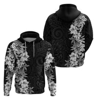 Hawaii Tropical Leaves and Flowers Zip Hoodie Tribal Polynesian Pattern Black White Style LT03 - Polynesian Pride