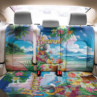 Hawaii Cocktails Back Car Seat Cover Parrot with Cute Beach Landscape and Tropical Plants