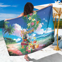 Hawaii Cocktails Sarong Parrot with Cute Beach Landscape and Tropical Plants