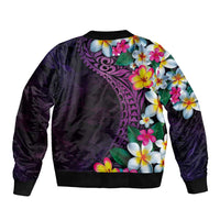 Hawaiian Plumeria-Polynesian Art Tattoo Mauve Color Bomber Jacket