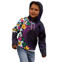 Hawaiian Plumeria-Polynesian Art Tattoo Mauve Color Kid Hoodie