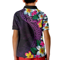 Hawaiian Plumeria-Polynesian Art Tattoo Mauve Color Kid Polo Shirt