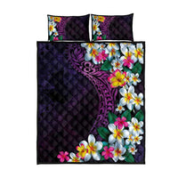 Hawaiian Plumeria-Polynesian Art Tattoo Mauve Color Quilt Bed Set