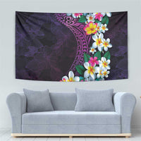 Hawaiian Plumeria-Polynesian Art Tattoo Mauve Color Tapestry