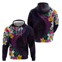 Hawaiian Plumeria-Polynesian Art Tattoo Mauve Color Zip Hoodie