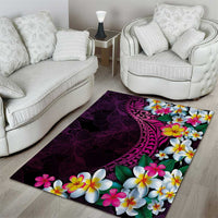 Hawaiian Plumeria-Polynesian Art Tattoo Plum Pink Color Area Rug