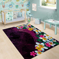 Hawaiian Plumeria-Polynesian Art Tattoo Plum Pink Color Area Rug