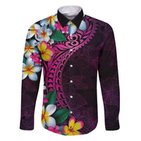 Hawaiian Plumeria-Polynesian Art Tattoo Plum Pink Color Family Matching Puletasi and Hawaiian Shirt