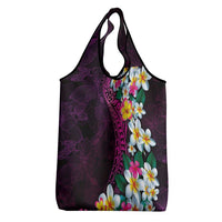 Hawaiian Plumeria-Polynesian Art Tattoo Plum Pink Color Grocery Bag