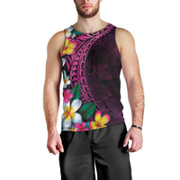 Hawaiian Plumeria-Polynesian Art Tattoo Plum Pink Color Men Tank Top