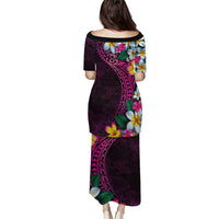 Hawaiian Plumeria-Polynesian Art Tattoo Plum Pink Color Puletasi