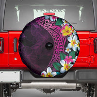 Hawaiian Plumeria-Polynesian Art Tattoo Plum Pink Color Spare Tire Cover