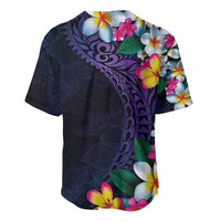 Hawaiian Plumeria-Polynesian Art Tattoo Frosted Blue Violet Color Baseball Jersey
