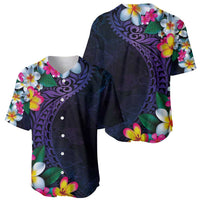 Hawaiian Plumeria-Polynesian Art Tattoo Frosted Blue Violet Color Baseball Jersey