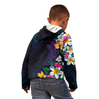 Hawaiian Plumeria-Polynesian Art Tattoo Frosted Blue Violet Color Kid Hoodie