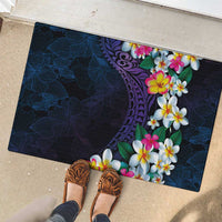 Hawaiian Plumeria-Polynesian Art Tattoo Frosted Blue Violet Color Rubber Doormat LT03 - Polynesian Pride