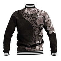 Hawaiian Plumeria-Polynesian Art Tattoo Grayscale Color Baseball Jacket
