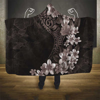 Hawaiian Plumeria-Polynesian Art Tattoo Grayscale Color Hooded Blanket