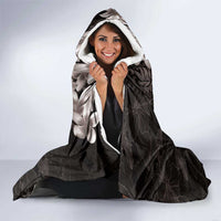 Hawaiian Plumeria-Polynesian Art Tattoo Grayscale Color Hooded Blanket