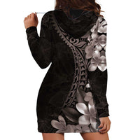 Hawaiian Plumeria-Polynesian Art Tattoo Grayscale Color Hoodie Dress