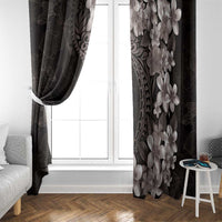 Hawaiian Plumeria-Polynesian Art Tattoo Grayscale Color Window Curtain