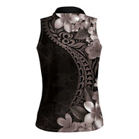Hawaiian Plumeria-Polynesian Art Tattoo Grayscale Color Women Sleeveless Polo Shirt