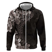 Hawaiian Plumeria-Polynesian Art Tattoo Grayscale Color Zip Hoodie