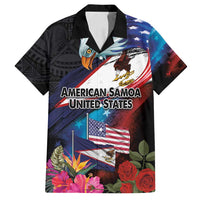 American Samoa and United States Together Family Matching Puletasi and Hawaiian Shirt National Flag with Eagle-Hibiscus and Rose