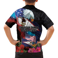 American Samoa and United States Together Family Matching Tank Maxi Dress and Hawaiian Shirt National Flag with Eagle-Hibiscus and Rose