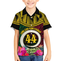 Vanuatu 44th Anniversary Independence Day Family Matching Puletasi and Hawaiian Shirt Boars Tusk and Namele Plant LT03 Son's Shirt Black - Polynesian Pride
