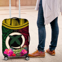 Vanuatu 44th Anniversary Independence Day Luggage Cover Boars Tusk and Namele Plant LT03 Black - Polynesian Pride