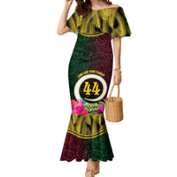Vanuatu 44th Anniversary Independence Day Mermaid Dress Boars Tusk and Namele Plant LT03 Women Black - Polynesian Pride