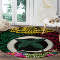 Vanuatu 44th Anniversary Independence Day Round Carpet Boars Tusk and Namele Plant LT03 - Polynesian Pride