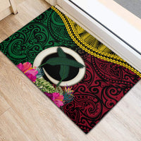 Vanuatu 44th Anniversary Independence Day Rubber Doormat Boars Tusk and Namele Plant LT03