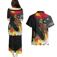 Papua New Guinea Independence Day Couples Matching Puletasi and Hawaiian Shirt PNG Flag and Bird-of-Paradise