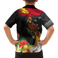 Papua New Guinea Independence Day Family Matching Off Shoulder Short Dress and Hawaiian Shirt PNG Flag and Bird-of-Paradise LT03 - Polynesian Pride