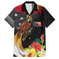 Papua New Guinea Independence Day Family Matching Off Shoulder Short Dress and Hawaiian Shirt PNG Flag and Bird-of-Paradise LT03 Dad's Shirt - Short Sleeve Black - Polynesian Pride