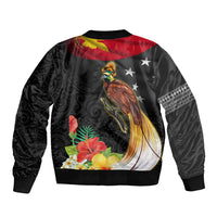 Papua New Guinea Independence Day Sleeve Zip Bomber Jacket PNG Flag and Bird-of-Paradise
