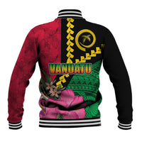 Vanuatu Flag Hibiscus Polynesian Pattern Baseball Jacket