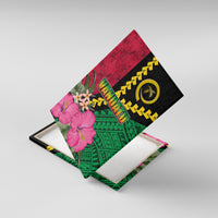 Vanuatu Flag Hibiscus Polynesian Pattern Canvas Wall Art