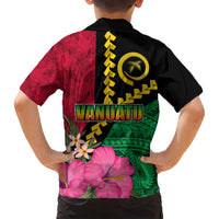 Vanuatu Flag Hibiscus Polynesian Pattern Kid Hawaiian Shirt LT03 - Polynesian Pride