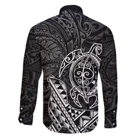 Hawaii Monk Seal and Dolphin Family Matching Mermaid Dress and Hawaiian Shirt Polynesian Kakau Pattern Black White Color