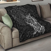 Hawaii Monk Seal and Dolphin Quilt Polynesian Kakau Pattern Black White Color LT03 - Polynesian Pride