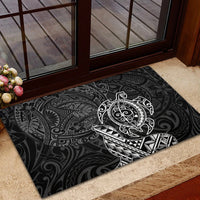 Hawaii Monk Seal and Dolphin Rubber Doormat Polynesian Kakau Pattern Black White Color