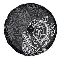 Hawaii Monk Seal and Dolphin Spare Tire Cover Polynesian Kakau Pattern Black White Color
