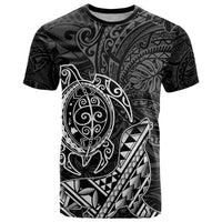 Hawaii Monk Seal and Dolphin T Shirt Polynesian Kakau Pattern Black White Color