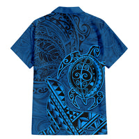 Hawaii Monk Seal and Dolphin Family Matching Mermaid Dress and Hawaiian Shirt Polynesian Kakau Pattern Blue